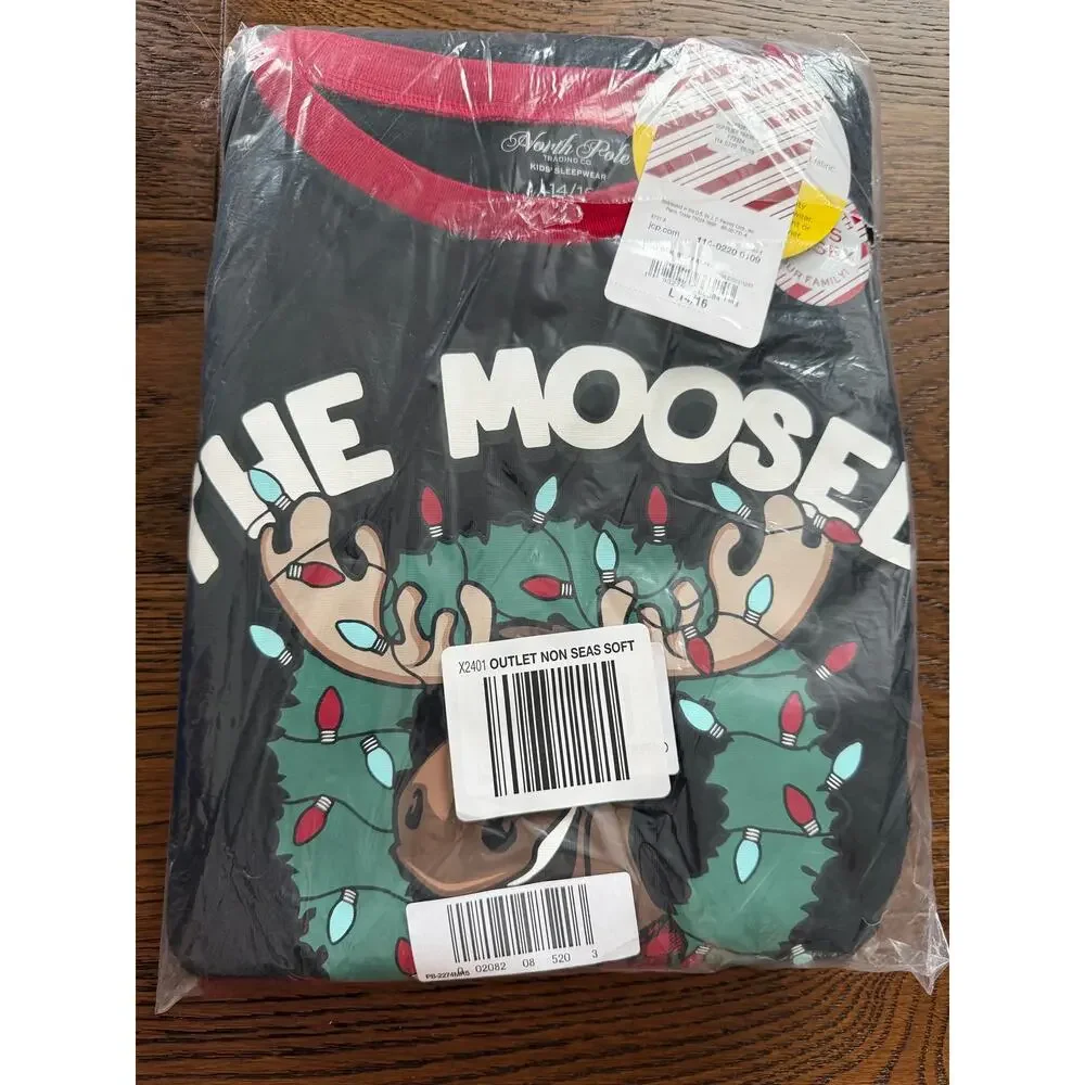 NEW! Size L 14/16 Moose Buffalo Christmas Family Matching Pajama Set